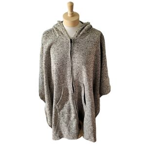 La Moda Zip Front Sweater Poncho Speckled Gray Hoodie New with Tags One Size
